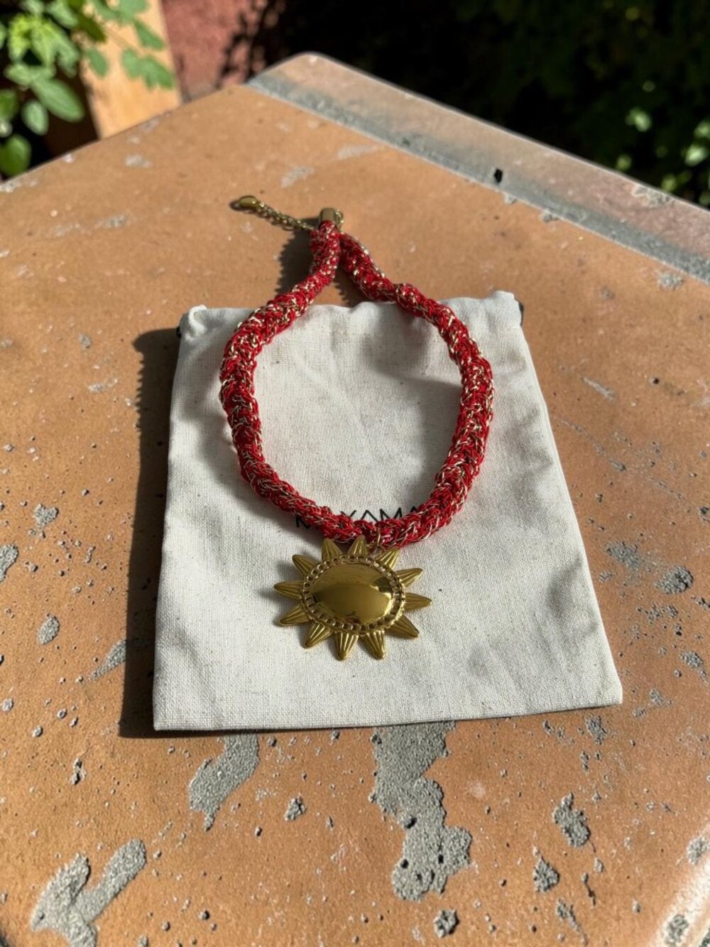 MAYAMAR Sun Red Gold Necklace NEW NWT Womens